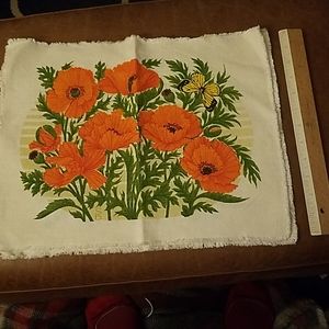 Set of 2 Linen placemats with Orange Poppies